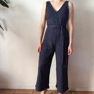 NWOT Blue Heathered Jumpsuit w/Matching Tie Belt
